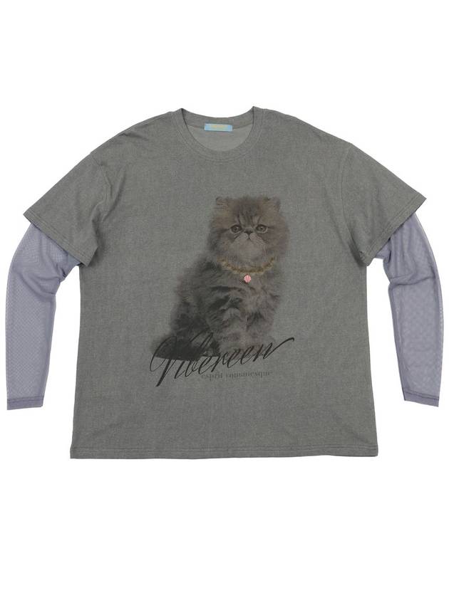 24 Bella Cat Mesh Layered TShirt_Pigment Gray - VIBEREEN - BALAAN 10