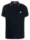 Logo Patch Polo Shirt Dark Blue - MONCLER - BALAAN 1