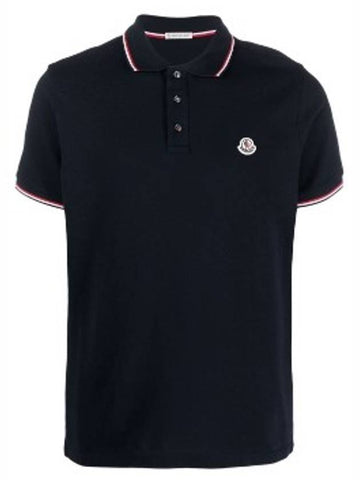 Logo Patch Polo Shirt Dark Blue - MONCLER - BALAAN 1