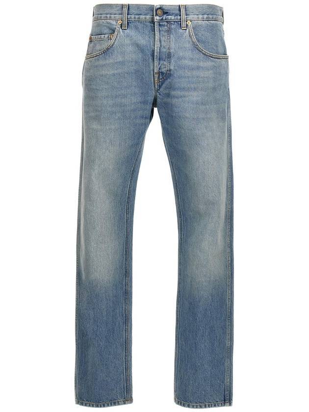 Horsebits Cotton Jeans Blue - GUCCI - BALAAN 1