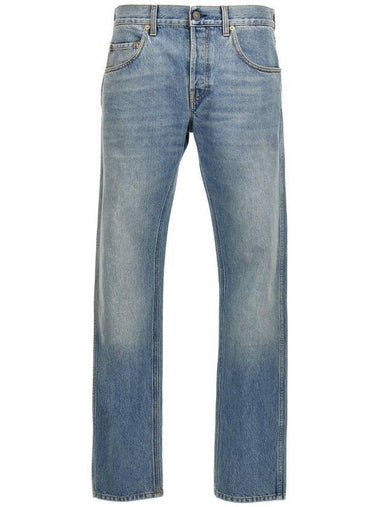 Horsebits Cotton Jeans Blue - GUCCI - BALAAN 1