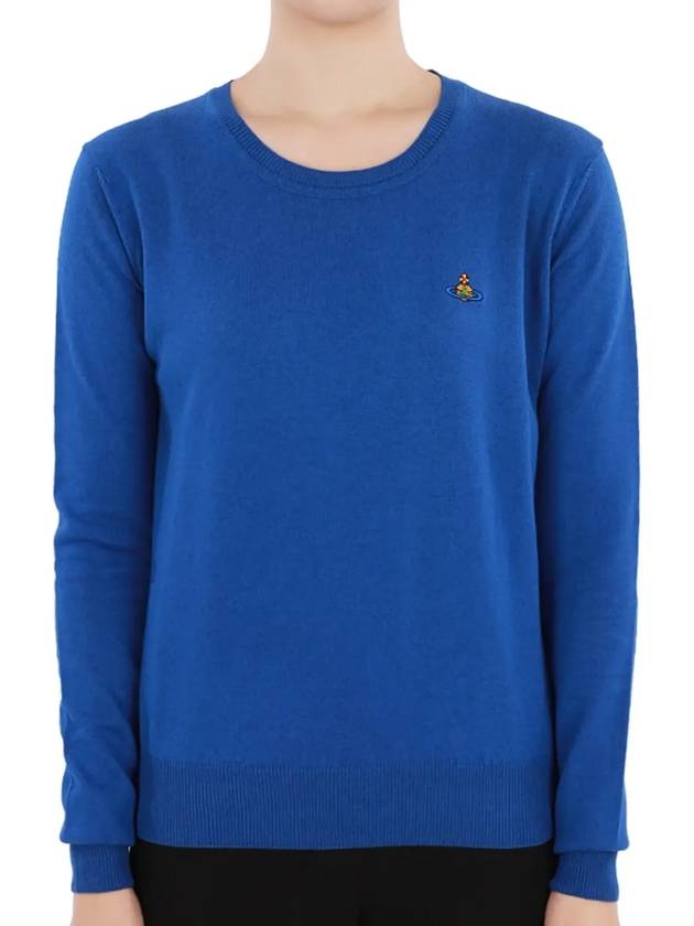 ORB Embroidered Crew Neck Knit Top Blue - VIVIENNE WESTWOOD - BALAAN 3