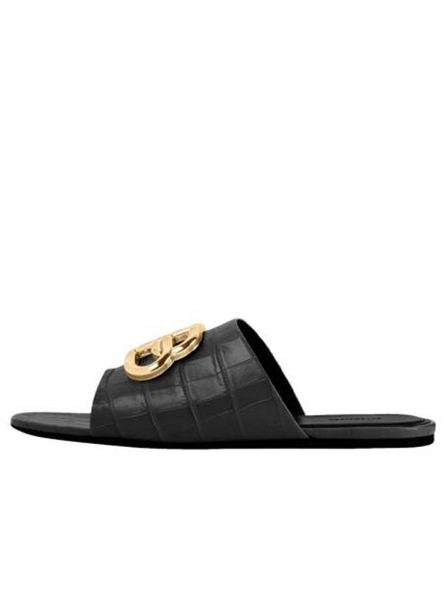 Gold BB Logo Oval Slippers Black - BALENCIAGA - BALAAN 2