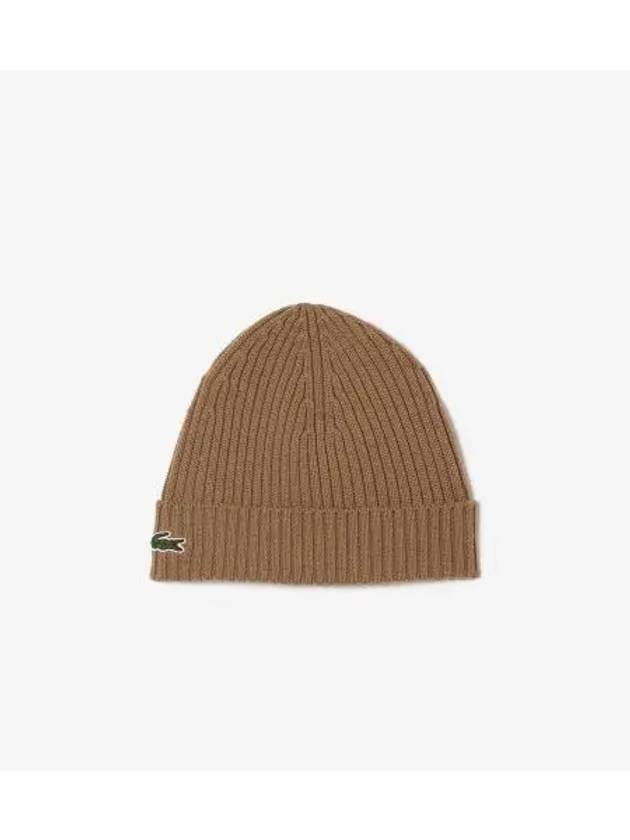 Wool tissue beanie light brown - LACOSTE - BALAAN 1