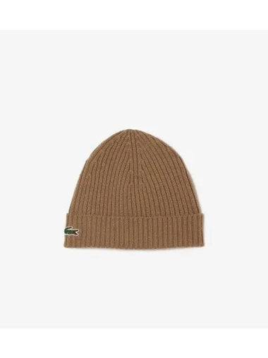 Wool tissue beanie light brown - LACOSTE - BALAAN 1