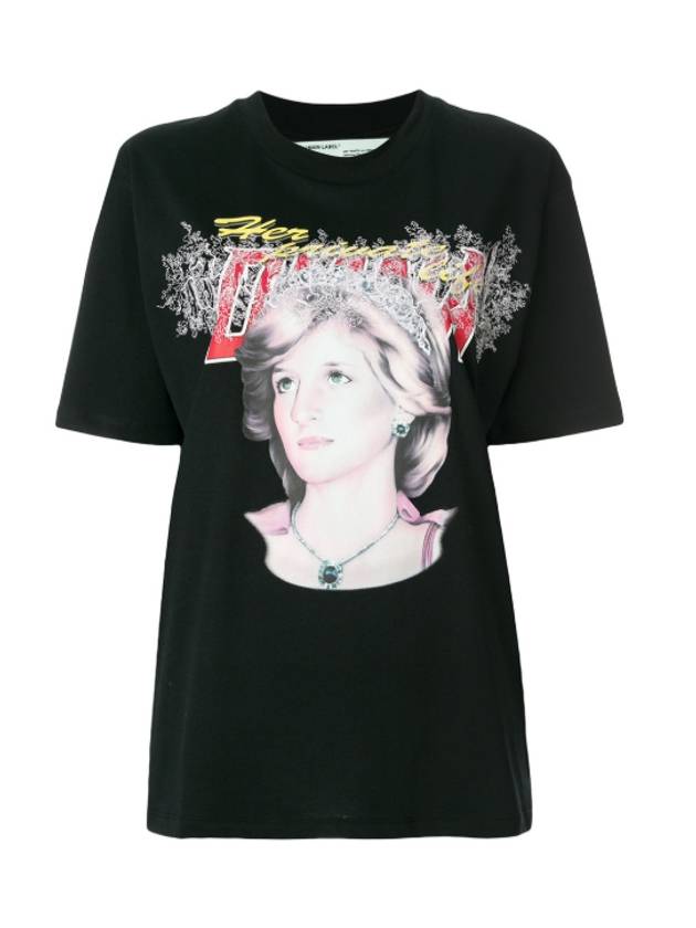 Lady Diana Print Short Sleeve T-Shirt Black - OFF WHITE - BALAAN 1