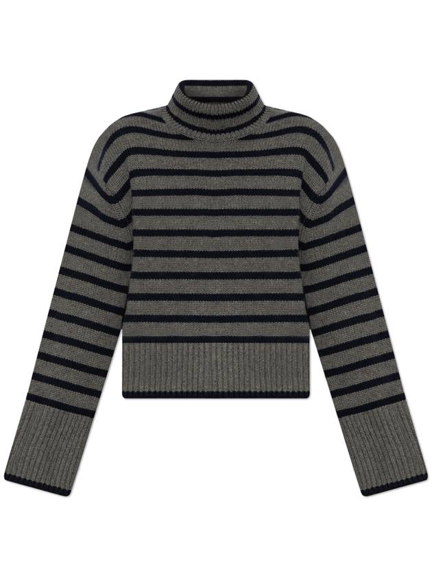 Lisa Yang Turtleneck Fleur Stripes, Women's, Grey - LISA YANG - BALAAN 1