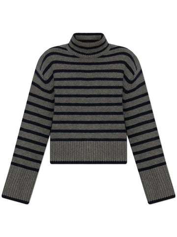 Lisa Yang Turtleneck Fleur Stripes, Women's, Grey - LISA YANG - BALAAN 1