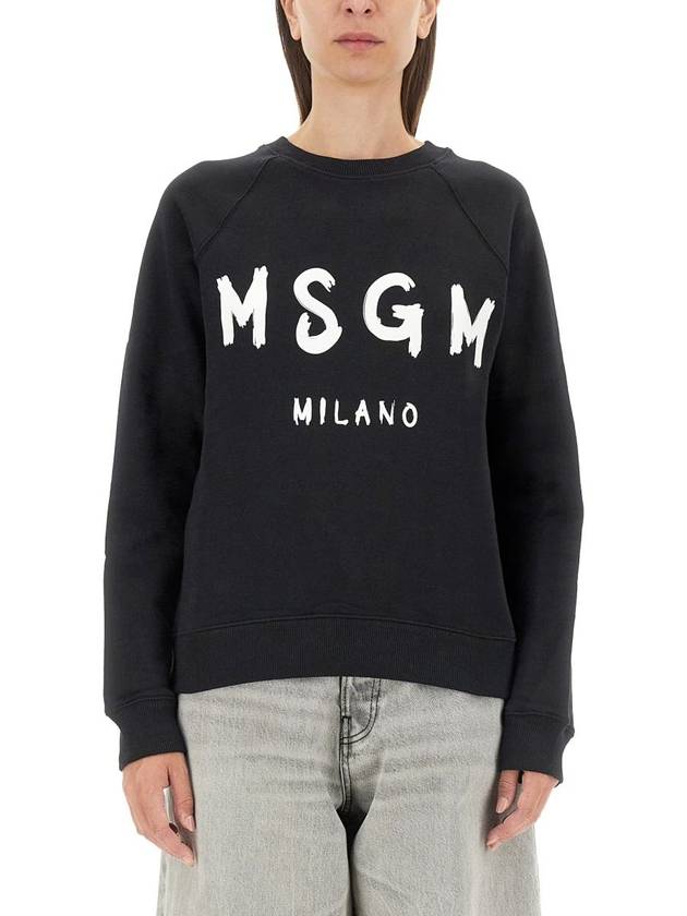 Brush Logo Printing Sweatshirt Black - MSGM - BALAAN 2