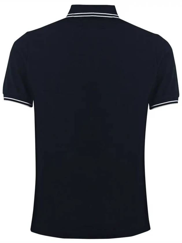 Stretch Cotton Pique Short Sleeve Polo Shirt Navy - STONE ISLAND - BALAAN 4