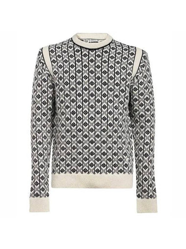 Monogram Jacquard Knit Top Off White - JIL SANDER - BALAAN 1