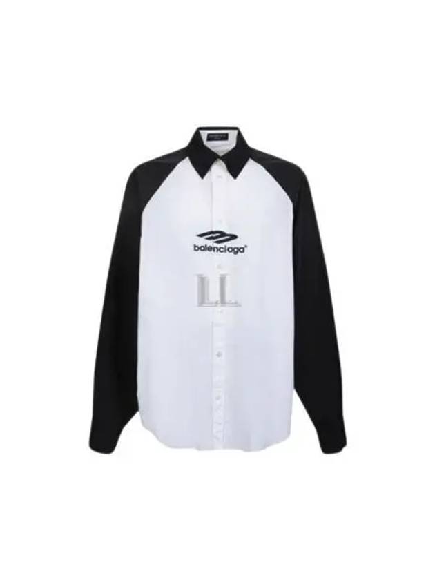 Raglan Cotton Polo Shirt Black White - BALENCIAGA - BALAAN 2