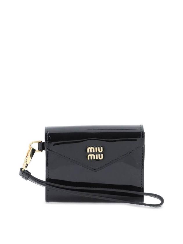 Patent Leather Card Wallet Black - MIU MIU - BALAAN 1