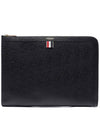 Three Stripes Tab Pebble Document Folio Clutch Bag Black - THOM BROWNE - BALAAN 2