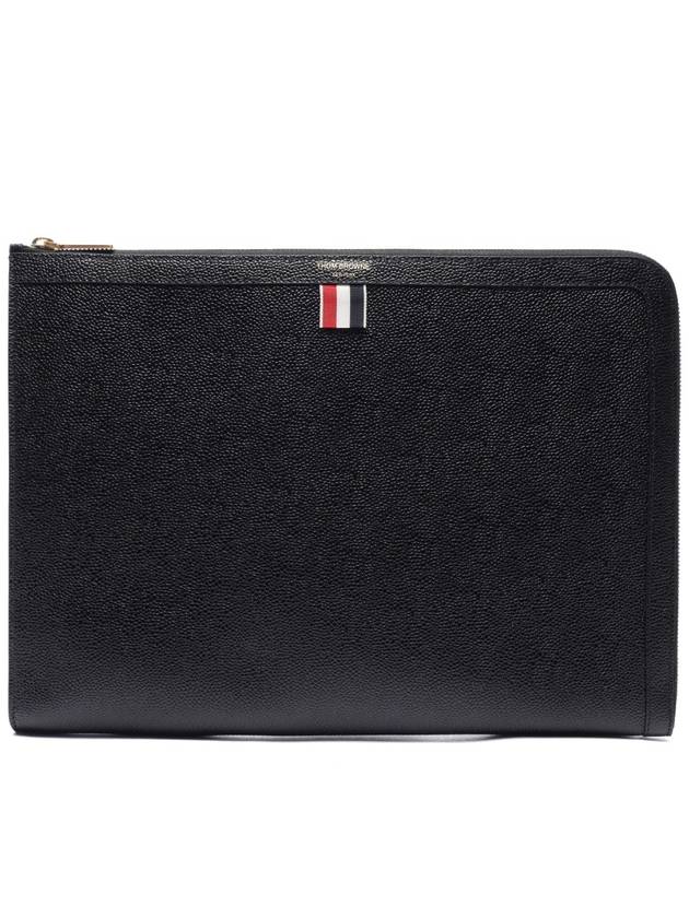 Three Stripes Tab Pebble Document Folio Clutch Bag Black - THOM BROWNE - BALAAN 2