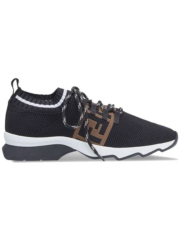 FF Logo Striped Knit Low-Top Sneakers Black - FENDI - BALAAN 2