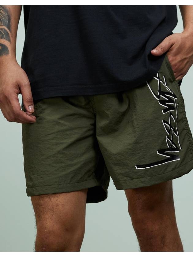 Shadow Script Long Beach Shorts Dusty Green - STUSSY - BALAAN 5