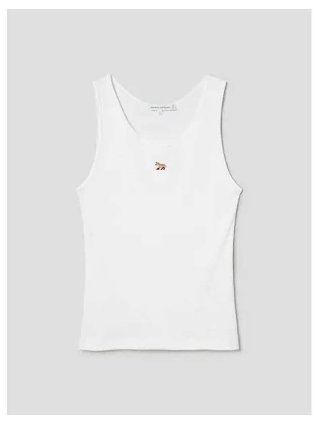 Women s Fox Wrinkled Tank Top Sleeveless T Shirt White Domestic Product - MAISON KITSUNE - BALAAN 1