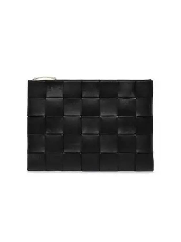 Cassette Intrecciato Medium Clutch Bag Black - BOTTEGA VENETA - BALAAN 2