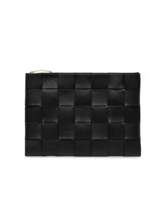 Cassette Intrecciato Medium Clutch Bag Black - BOTTEGA VENETA - BALAAN 2