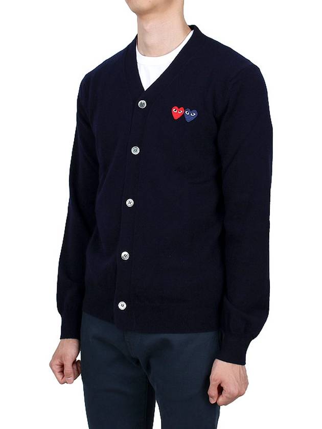 Double Heart V-neck Cardigan Black - COMME DES GARCONS - BALAAN 5