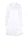 Solid Poplin Pleated Back Shirt Mini Dress White - THOM BROWNE - BALAAN 2