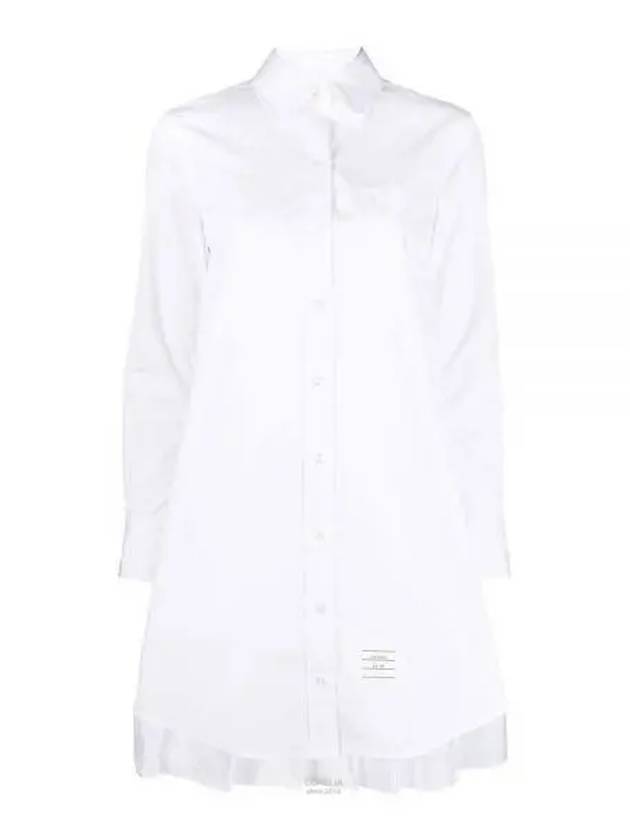 Solid Poplin Pleated Back Shirt Mini Dress White - THOM BROWNE - BALAAN 2