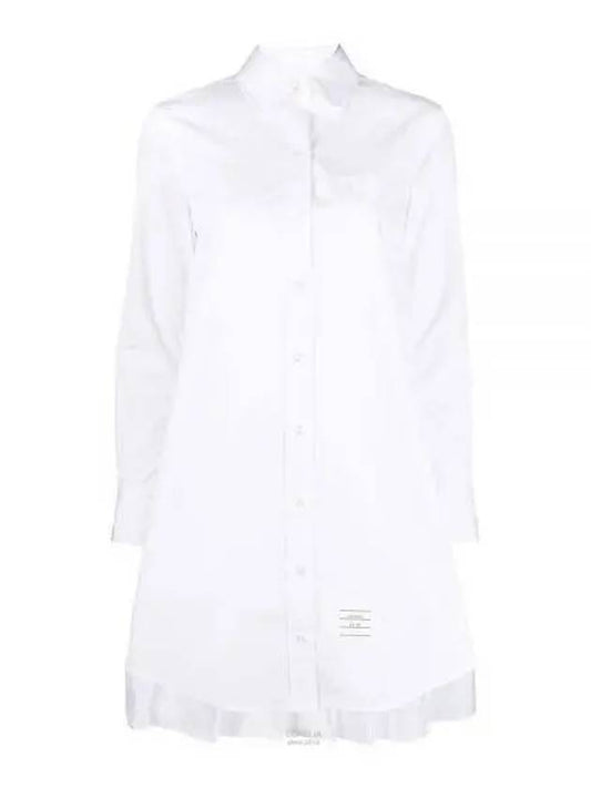 Solid Poplin Pleated Back Shirt Mini Dress White - THOM BROWNE - BALAAN 2