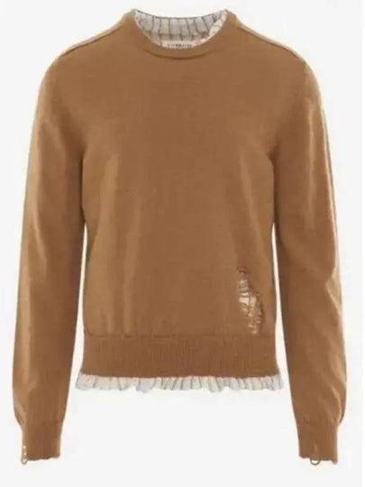 Distressed Layered Wool Knit Top Camel - MAISON MARGIELA - BALAAN 2