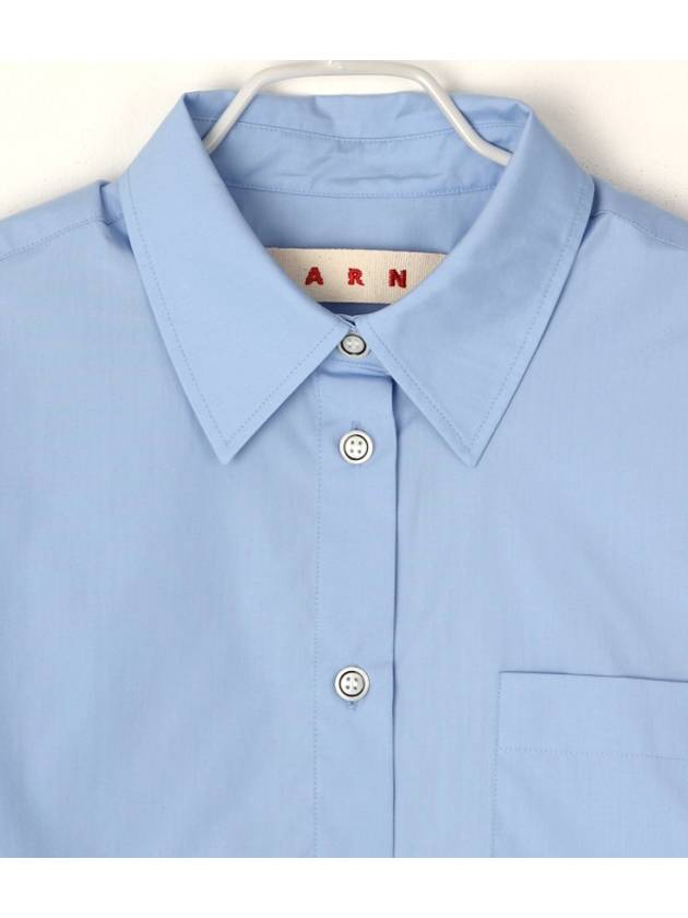 Poplin Cropped Organic Cotton Shirt Blue - MARNI - BALAAN 4