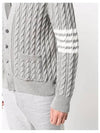 Diagonal Cable V-Neck Knit Cardigan Light Grey - THOM BROWNE - BALAAN 5