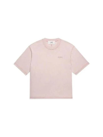 Embroidery Logo Fade Out Short Sleeve T-Shirt Pink - AMI - BALAAN 1