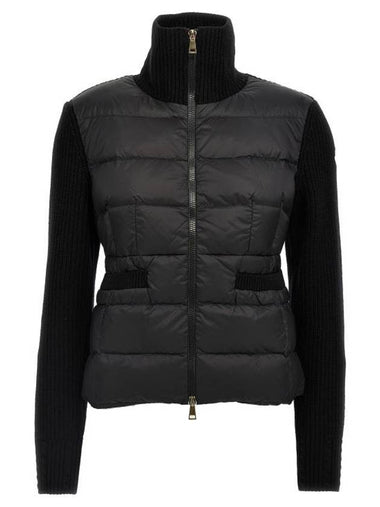 Padded wool zip up cardigan black - MONCLER - BALAAN 1