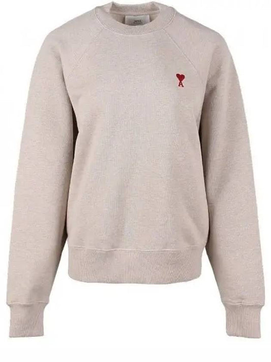 Small Heart Logo Sweatshirt Beige - AMI - BALAAN 2