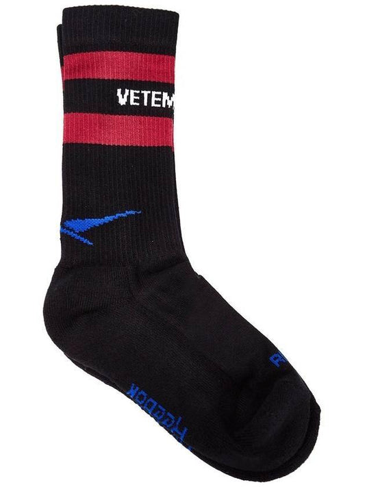 Men's Iconic Logo High Top Socks Black - VETEMENTS - BALAAN.