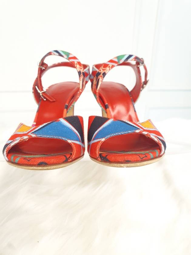 Women s Multicolor Fabric Open Toe Slingback HM99619HE 230mm 36 Condition A - HERMES - BALAAN 6