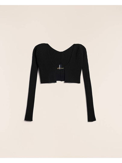 La Maille Pralu Micro Charm Logo Cardigan Black - JACQUEMUS - BALAAN 2