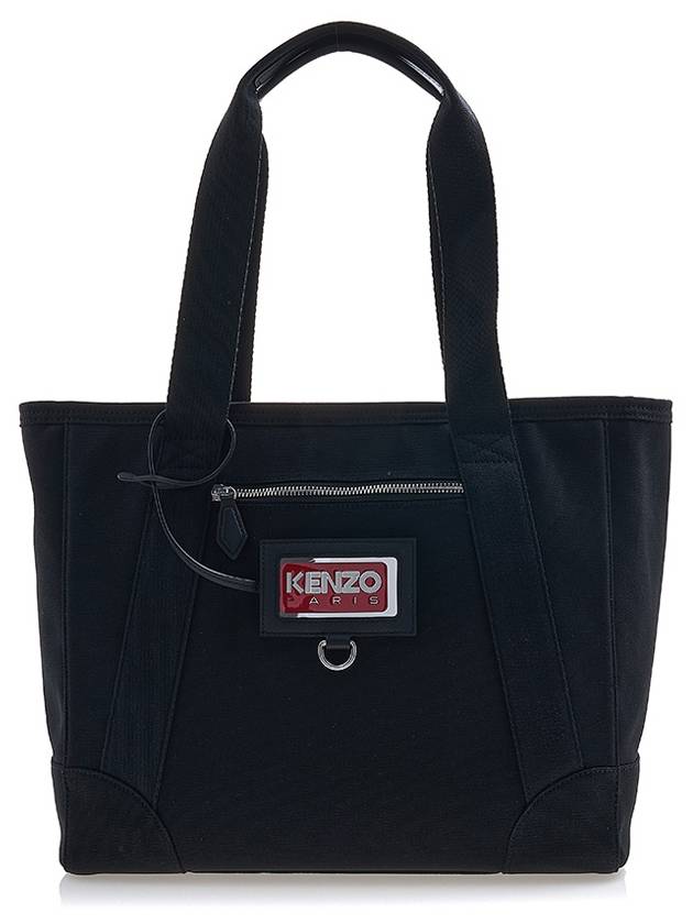 Paris Logo Strap Large Cotton Tote Bag Black - KENZO - BALAAN 2