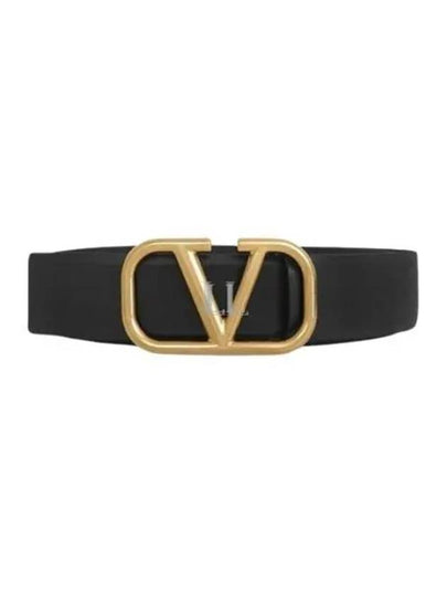 V Logo Signature Buckle Leather Belt Black - VALENTINO - BALAAN 2