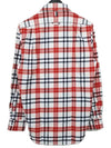 Tartan Check Cotton Long Sleeve Shirt Red - THOM BROWNE - BALAAN.