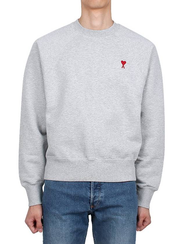 Cotton Heart Logo Sweatshirt Grey - AMI - BALAAN 3