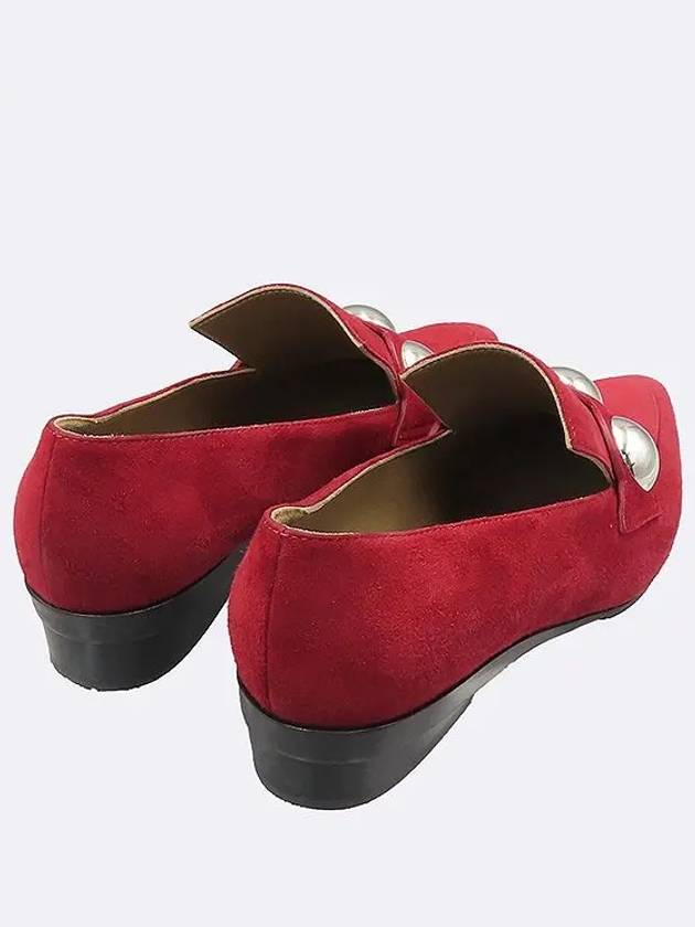 Burgundy color suede women s loafers size 35 - HERMES - BALAAN 5