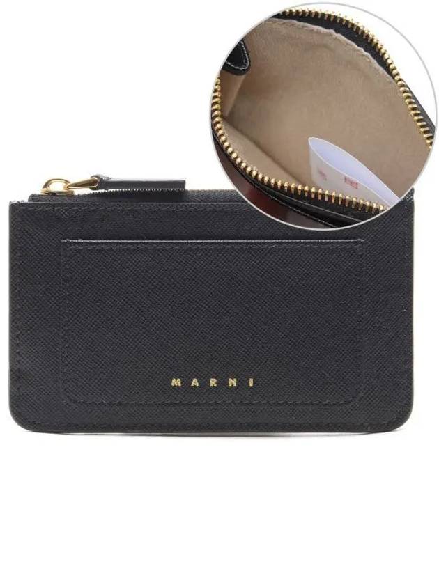 Saffiano Zipper Card Wallet Black - MARNI - BALAAN 2