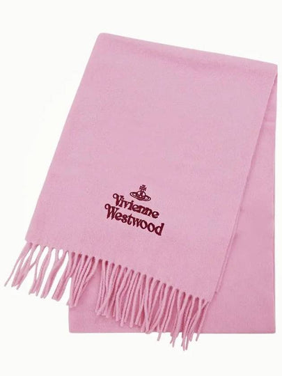 Logo Wool Fringe Muffler Pink - VIVIENNE WESTWOOD - BALAAN 2