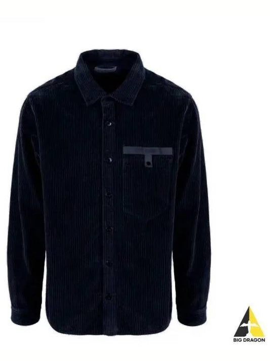 Men's Oversized Long Sleeve Shirt Blue - STONE ISLAND - BALAAN.