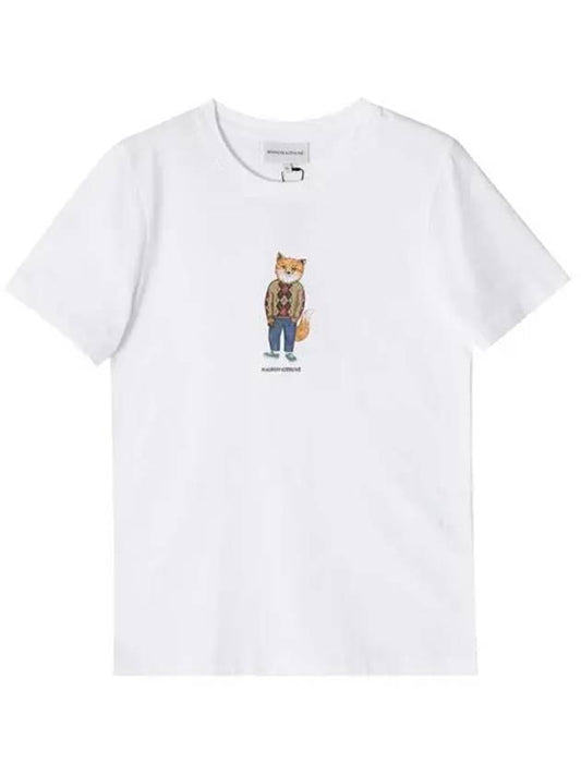 Dressed Fox Print Short Sleeve T-Shirt White - MAISON KITSUNE - BALAAN 2