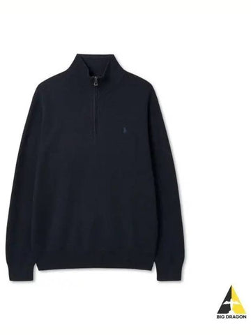 Cotton Quarter Zip Sweater Navy - POLO RALPH LAUREN - BALAAN 1