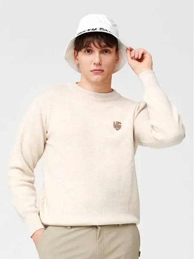 Golf Solid Knit Sweater Beige - HENRY STUART - BALAAN 1