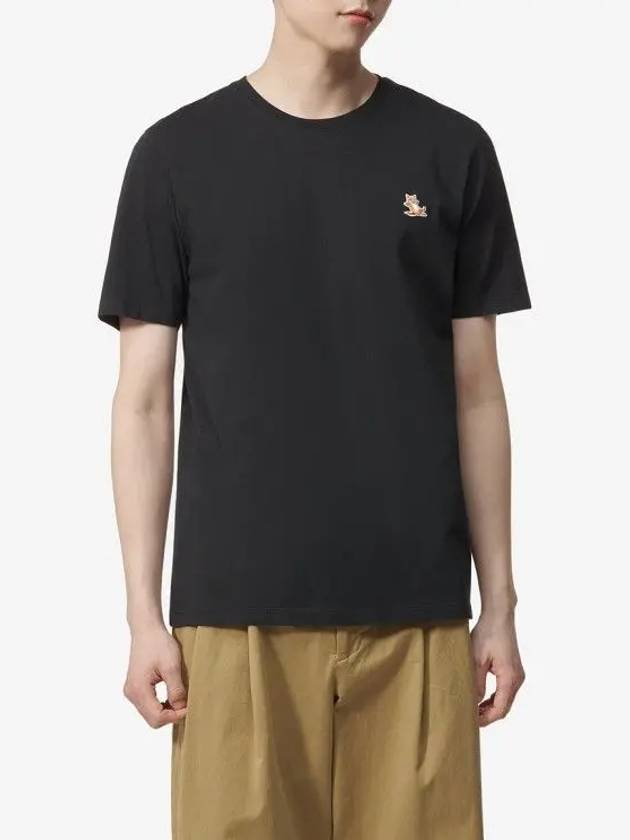 Chillax Fox Patch Regular Short Sleeve T-Shirt Black - MAISON KITSUNE - BALAAN 3