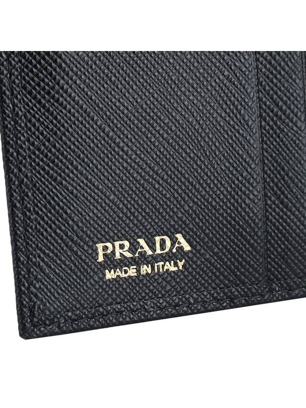 Small Saffiano Leather Half Wallet Black - PRADA - BALAAN 8